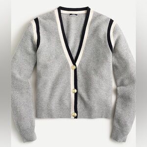 Jcrew Cashmere Waffle Knit Cardigan Sweater